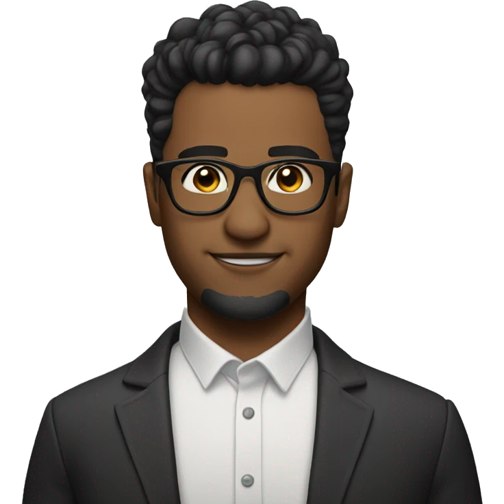 man with black taper fade hair, no beard and glasses emoji