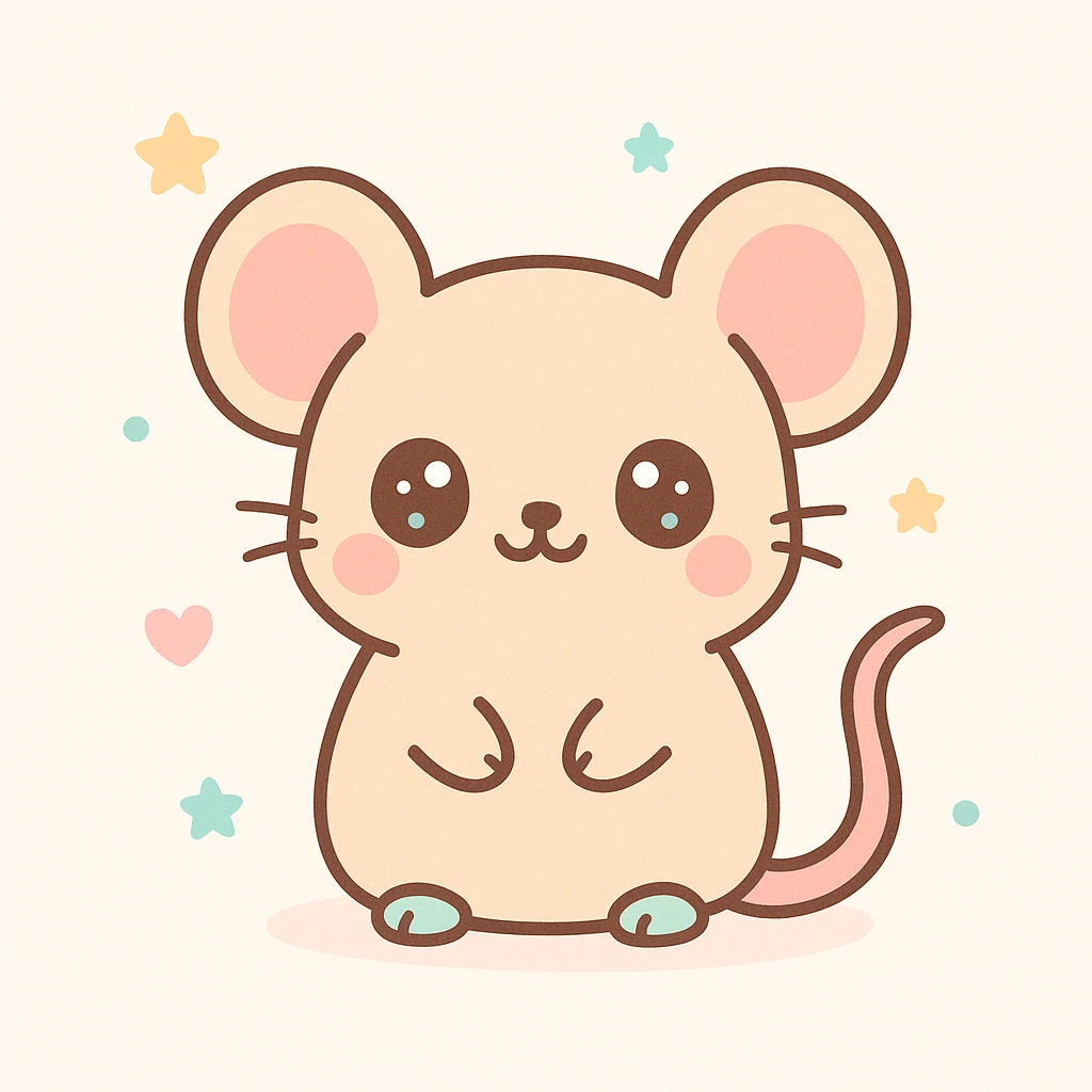 cute kawaii rat with big eyes and pastel colors emoji