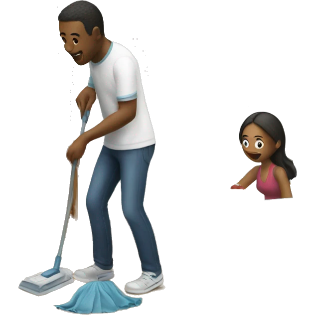 Human plays game while his wife cleaning room emoji