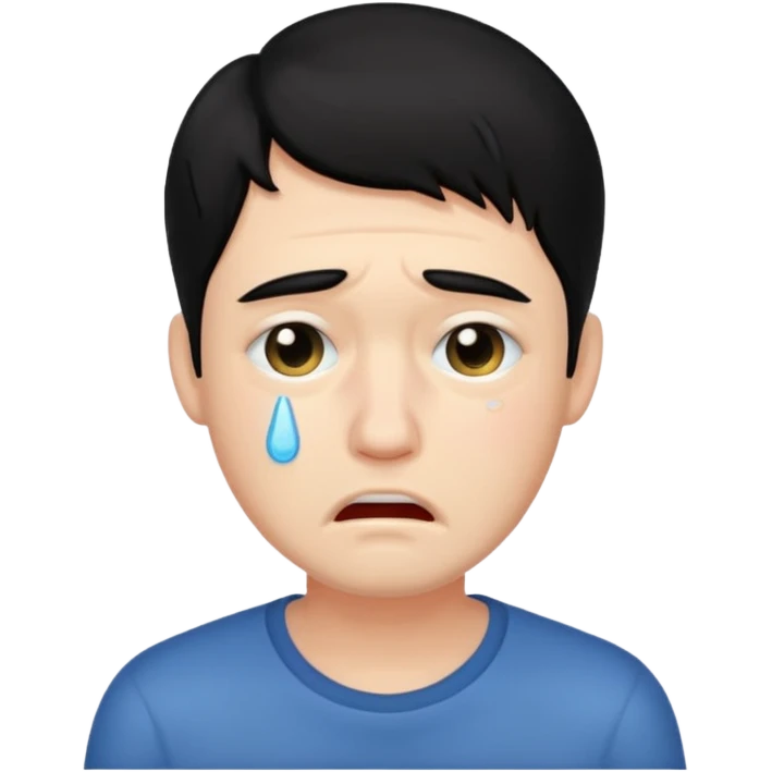 man crying with black hair emoji