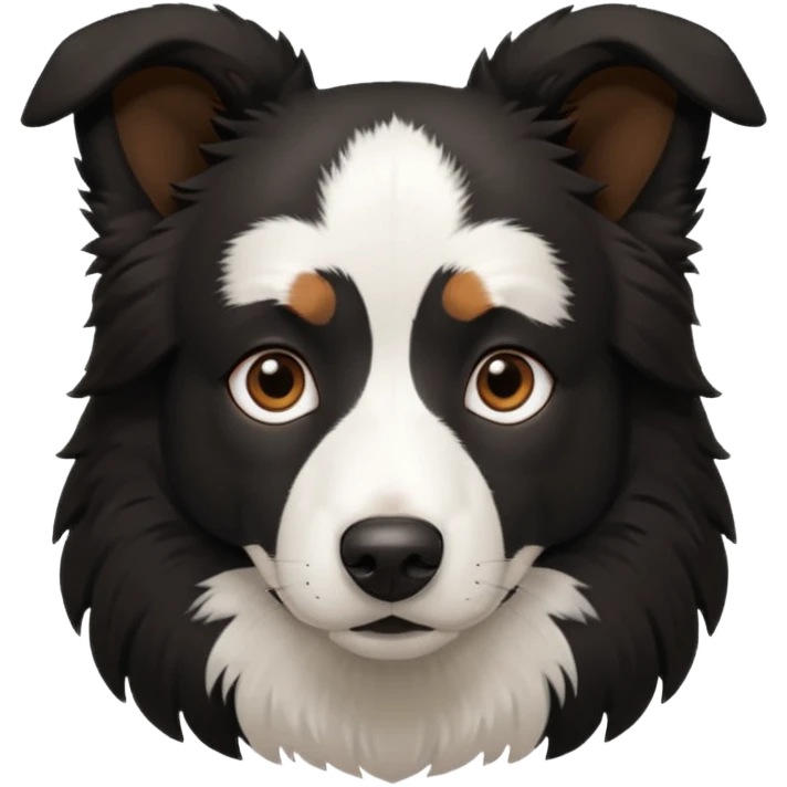 border collie predominantly black fur with brown on the eyebrows and neck, no white fur emoji