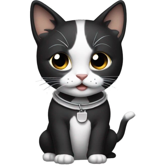 Gatito negro y blanco mostrando una garrita emoji