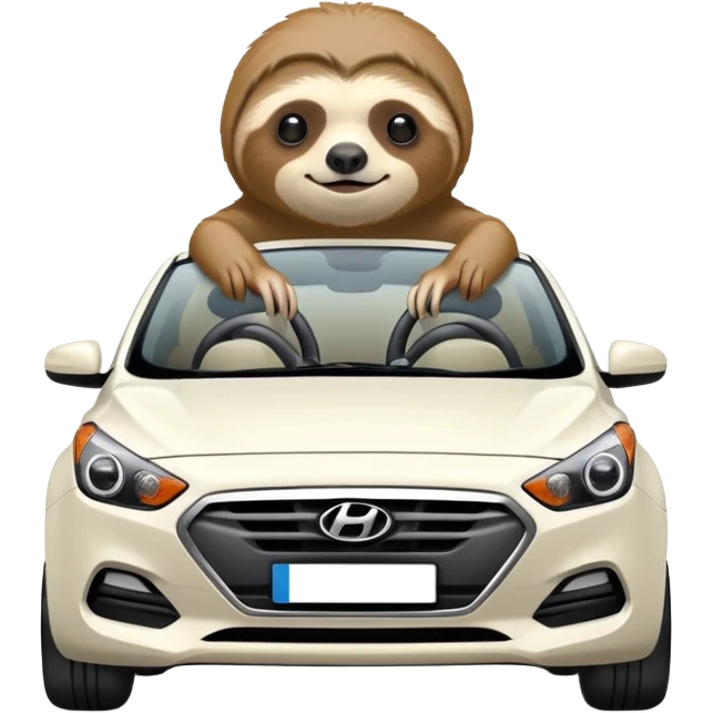 Sloth driving a white i30 Hyundai  emoji