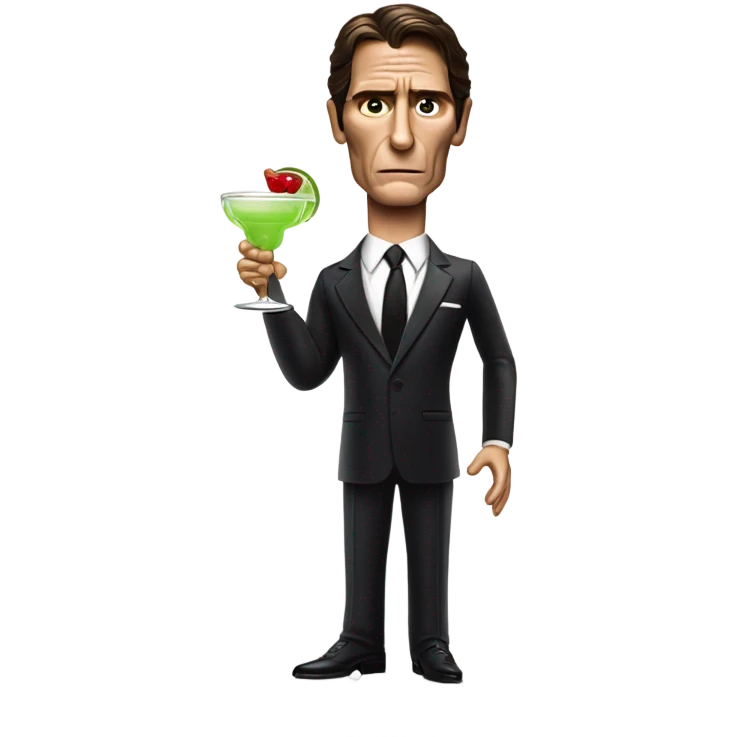 Patrick Bateman from american psycho holding a margarita glass emoji