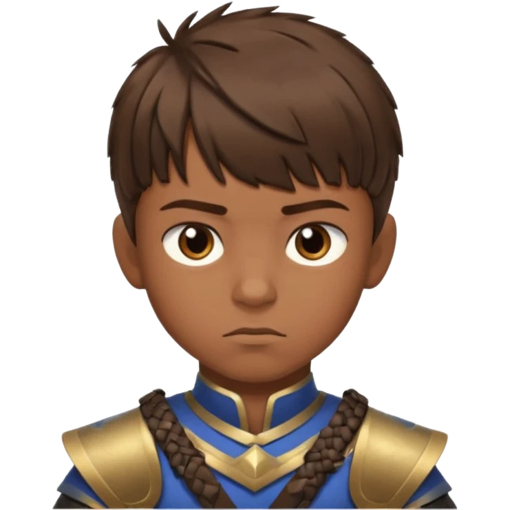 create a fringe haircut boy with a brown hair with hair little up more looking like warrior haircut emoji