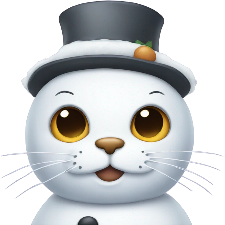 Snowman with a cat face  emoji