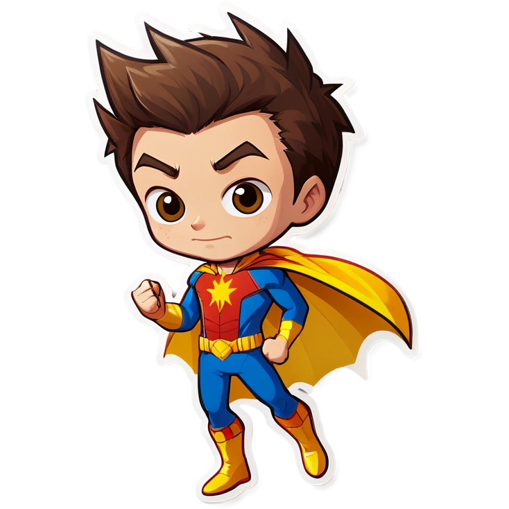 Superhero boy with brown hair, yellow spikes on his back, and can shoot webs with his hands emoji