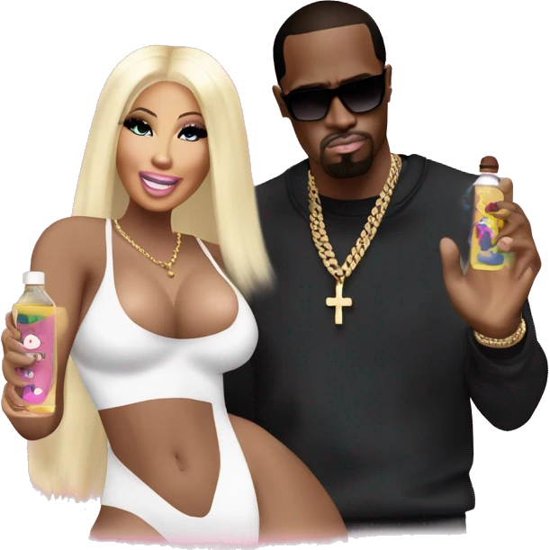 P DIDDY with Nicki Minaj and there holding baby oil￼ emoji