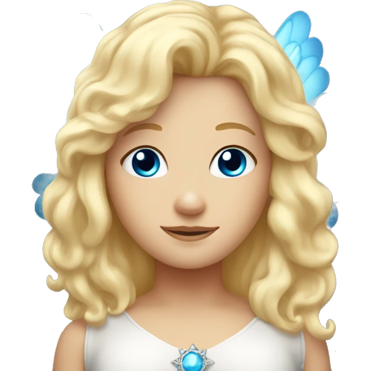 blonde hair blue eyed girl with an angel halo above head  emoji