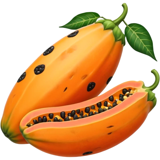 A beautiful papaya fruit is peeled and has black spots.It should be very ripe. emoji