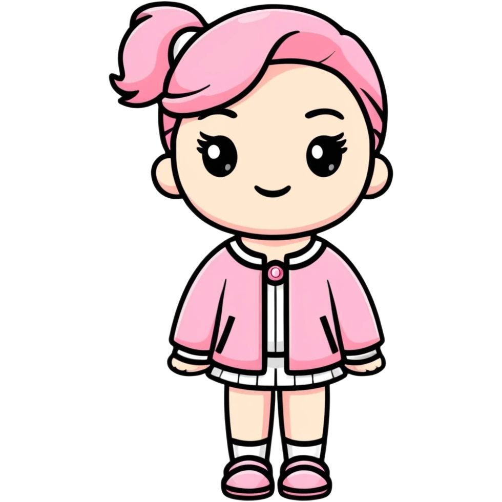 girl wearing pink Chanel-style outfit emoji