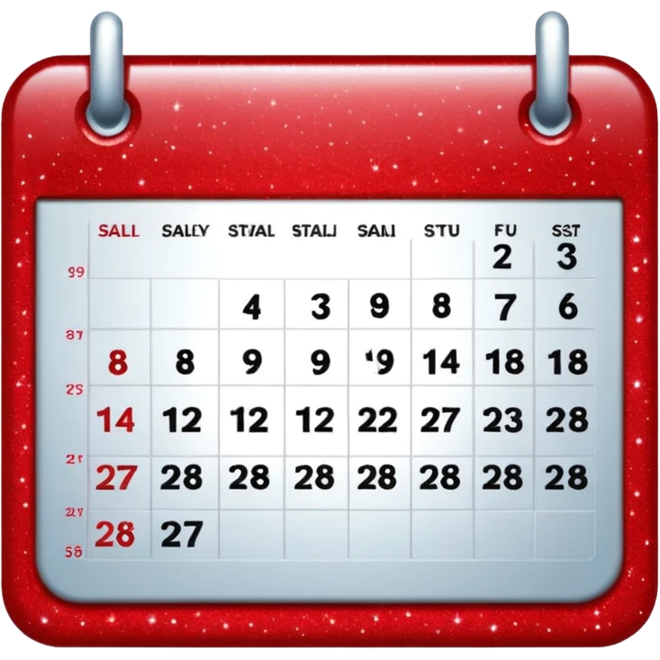 red glitter calendar emoji