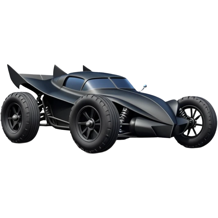  the animated series aerodynamic futuristic Venom Batmobile loosely based on 1936 freightliner school bus (flat long straight organically-shaped mechanical body) stealthy town hot rod desert dirt racing rwd buggy  emoji