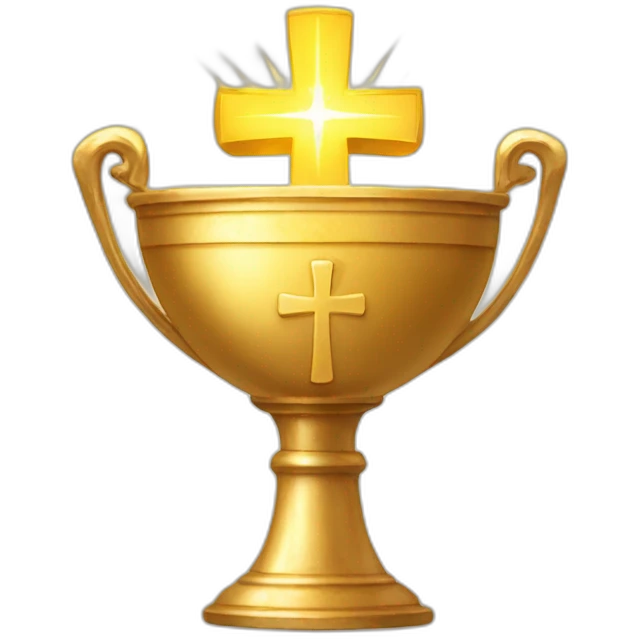 Golden chalice with radiant cross. emoji