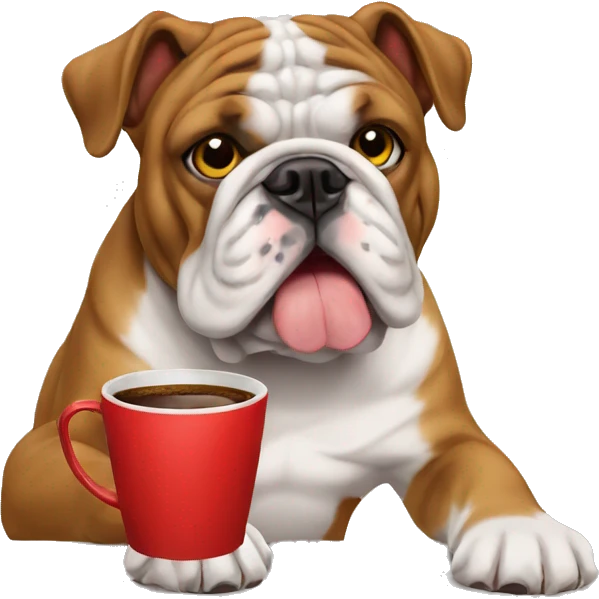 bulldog ingles drinking coffee emoji