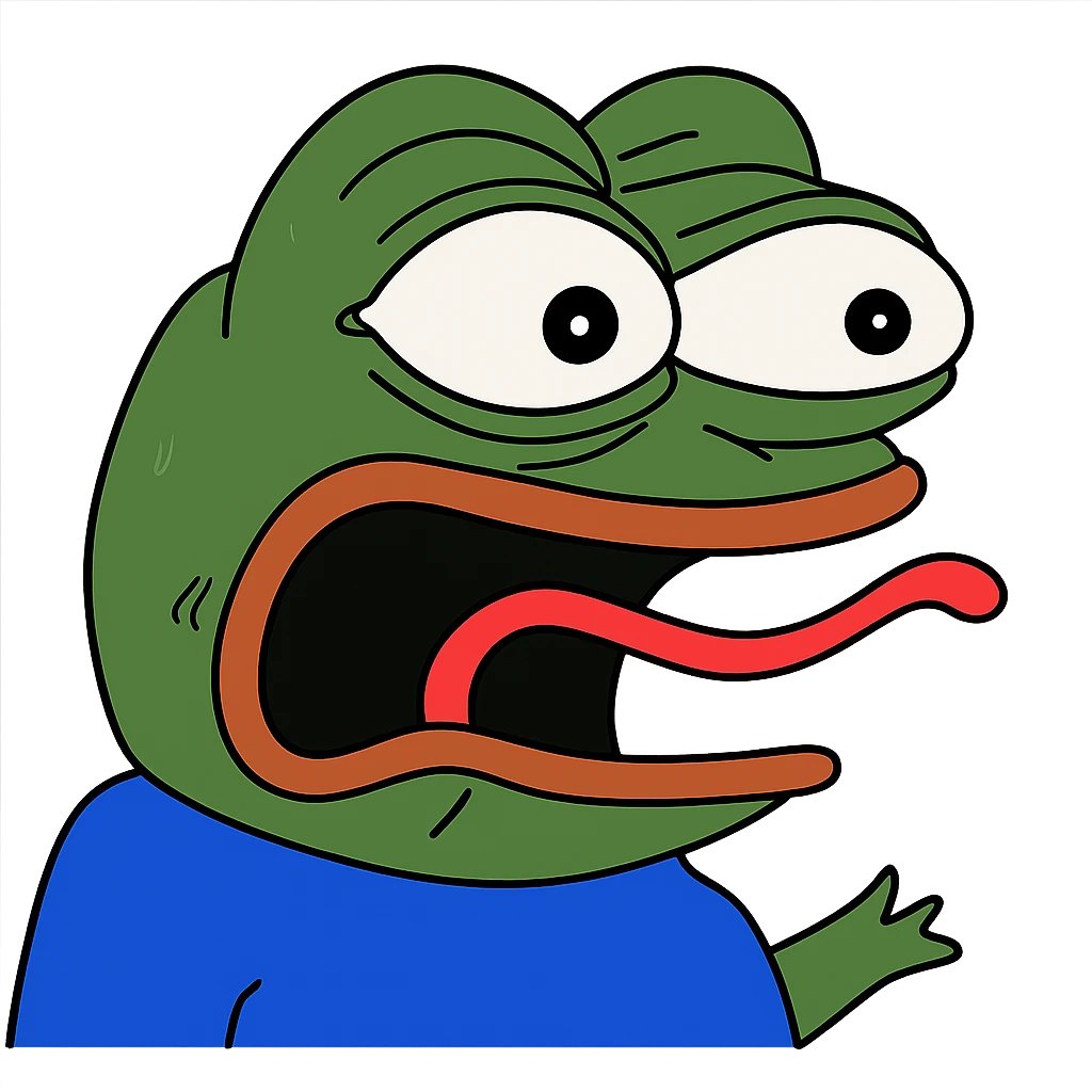 shocked Пэпэ meme with exaggerated facial features emoji