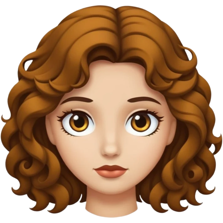 una chica blanca, de pelo oscuro y ojos oscuro, pelo ondulado rizado  emoji