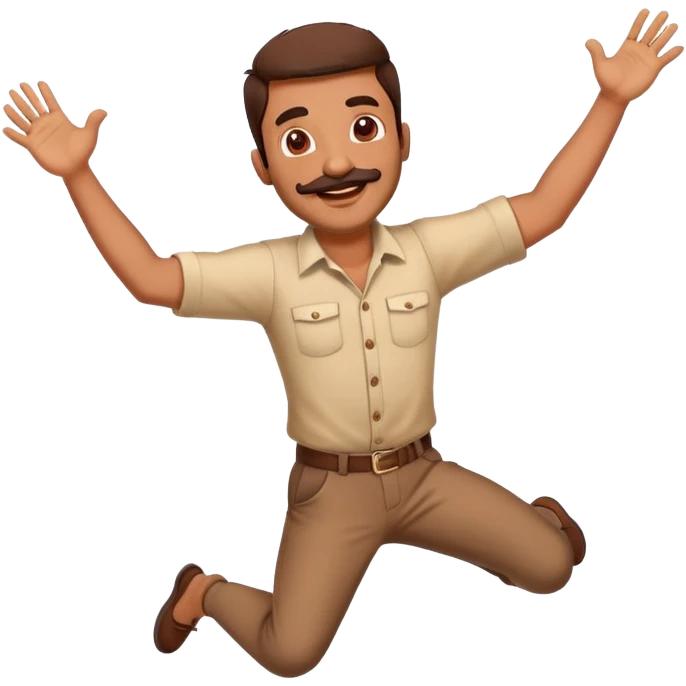  Indian Man with mustache and beard Jumping with joy with 2 arms and 2 legs  emoji