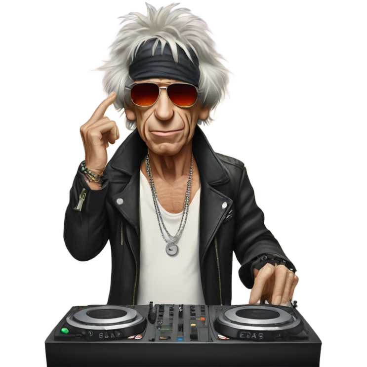 Keith Richards playing DJ emoji