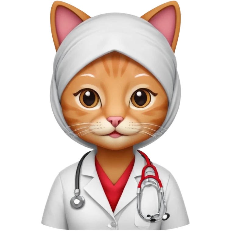 hijab cat doctor, red cat. emoji