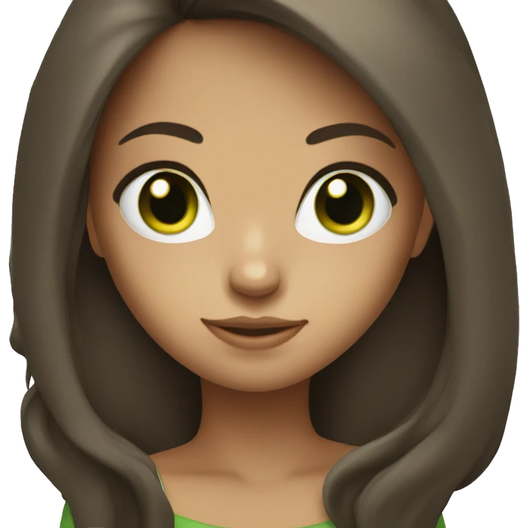 Brunette long hair girl with green eyes emoji