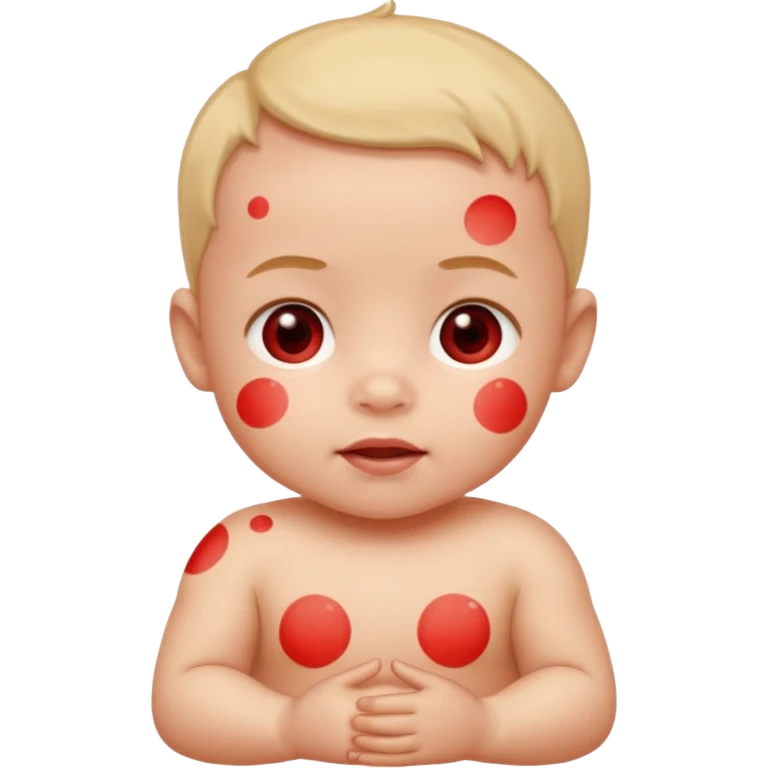 bebe com bolinhas vermelhas pequenas pelo corpo  emoji