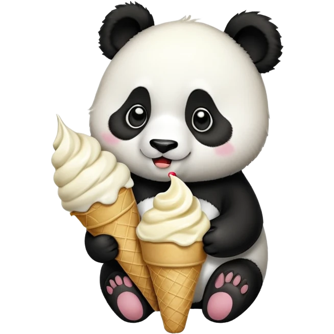 Panda eating ice cream emoji