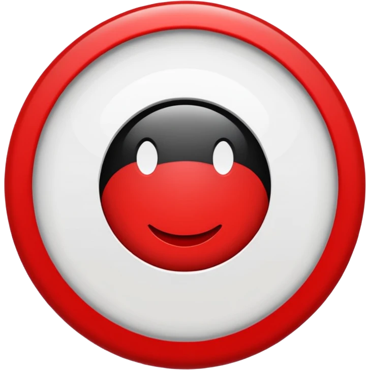 Red circle with a white circle inside and inside the white circle is a black circle like an evil eye nazar emoji