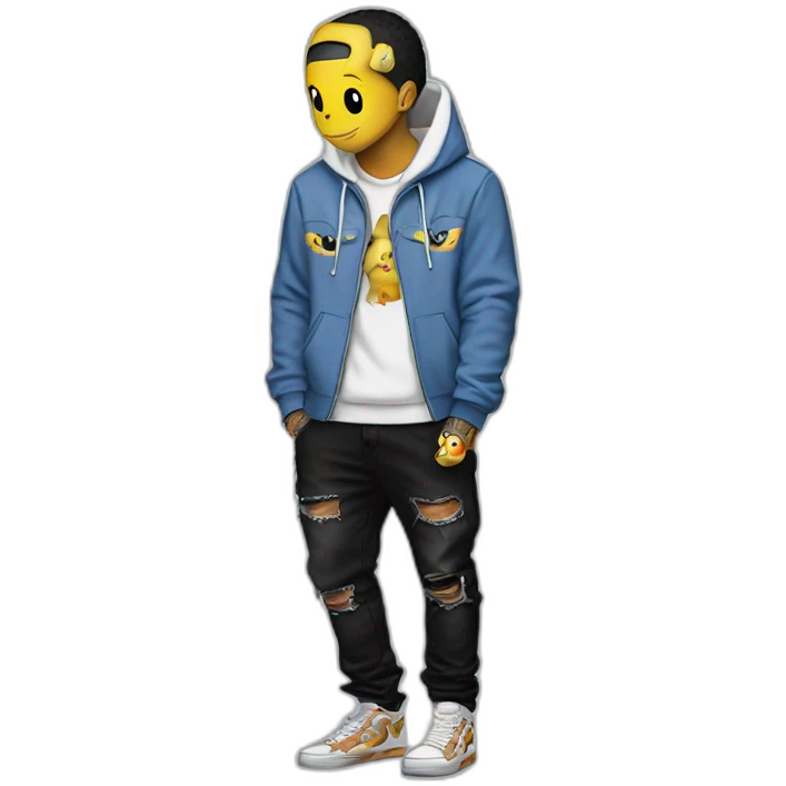 Pikachu with Travis Scott shoes and ovo drake hoodie emoji