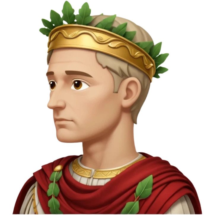 Julius Caesar emoji, side profile, laurel wreath, Roman attire emoji