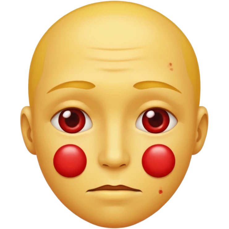 A circular yellow face with many herpes sores that are close together and red  emoji
