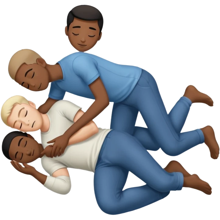 Full body view 2 naked men. White and black,  making out. In the floor spooning  emoji