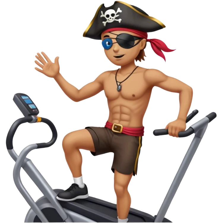Pirate on an elliptical emoji