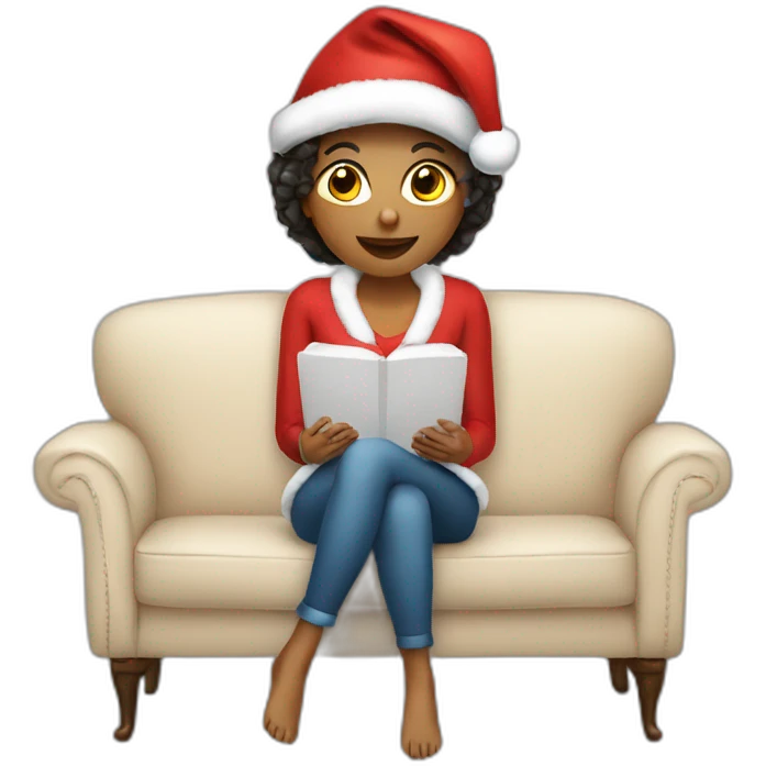 christmas girl on the couch emoji