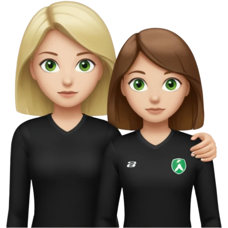 Maman cheveux marrons chemise noir et fille cheveux blond yeux verts tricot sport  emoji