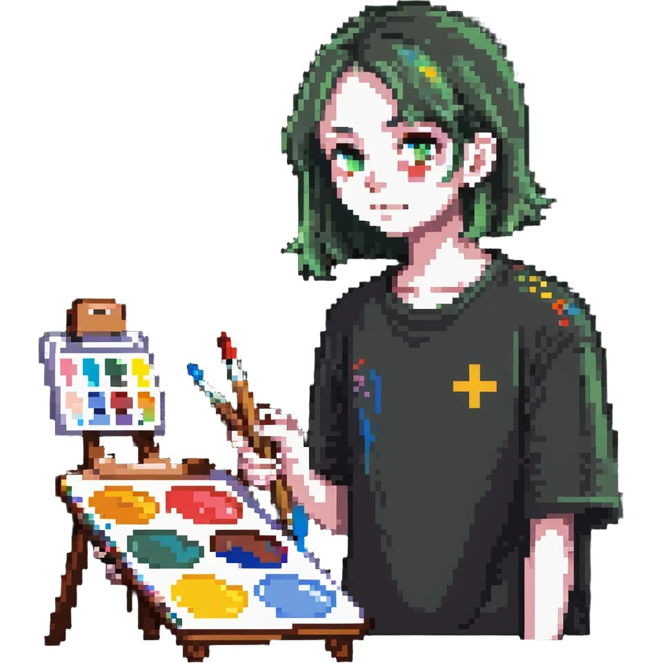 sick artist looking unwell with a paintbrush and palette emoji