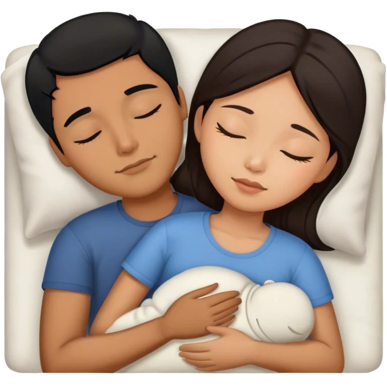 Caramel brown Guy with medium length black hair sleeping with brown hair Filipina emoji