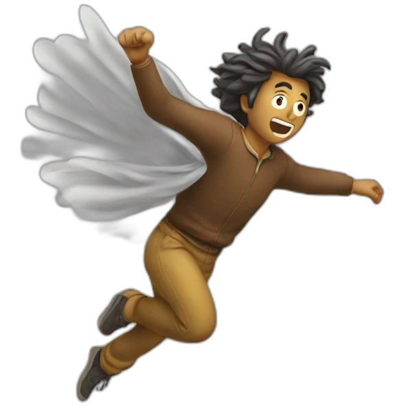 Flying man wind blow emoji