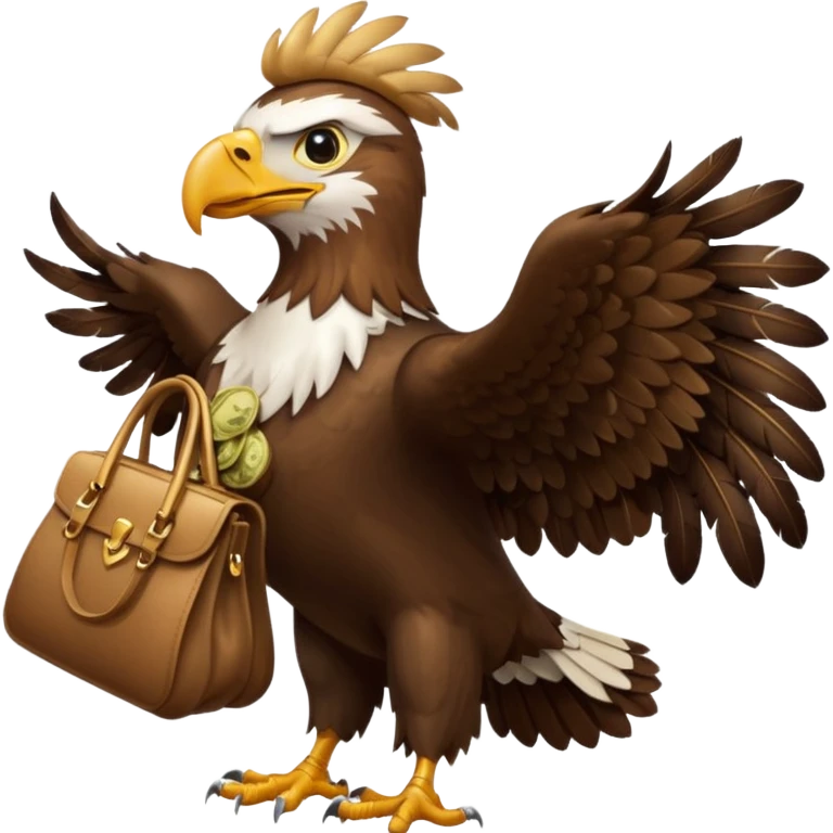 Eagle flying with money bag in his mouth emoji