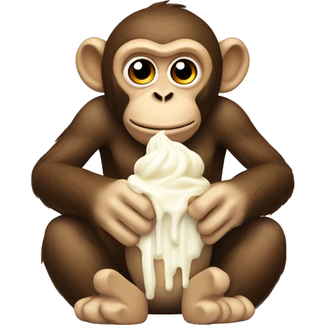 A monkey sitting down covered in cream emoji