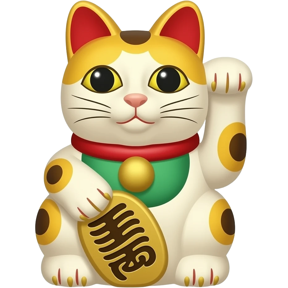 An extremely simplified, flat Maneki-neko without shading. emoji