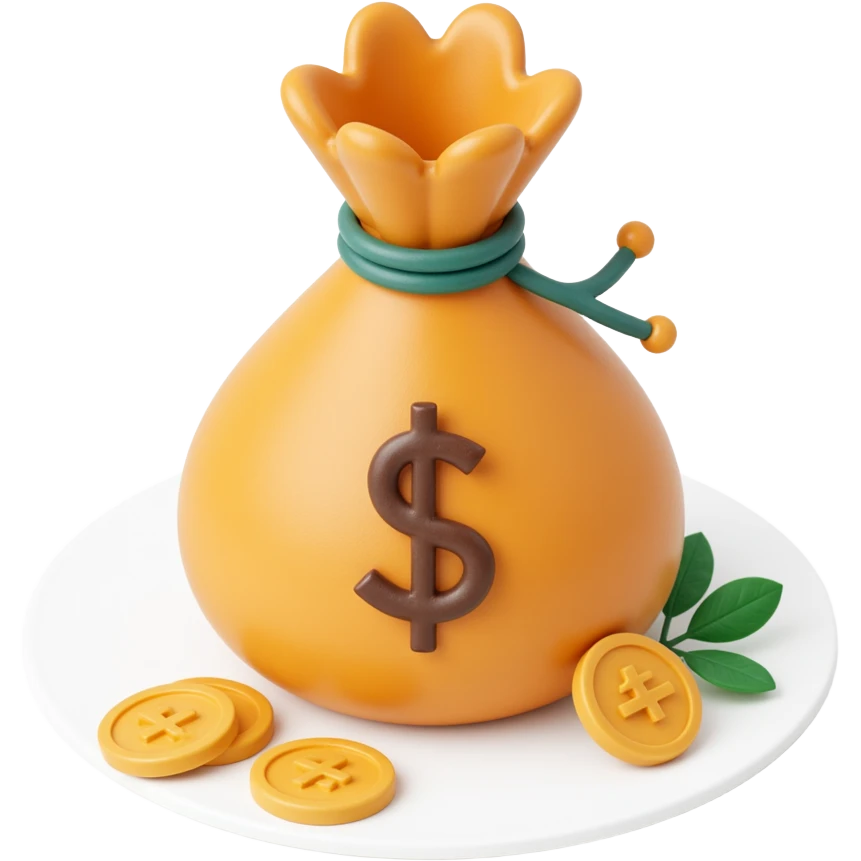 3d skeumorphic money bag emoji