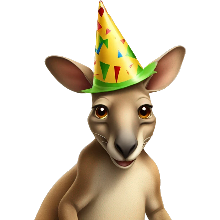 full kangaroo wearing party hat emoji