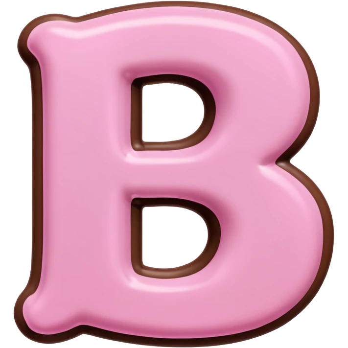 “Single pink bubble letter B, white outline, bottom dipped in chocolate with pink frosting drizzle, kawaii style, glossy, soft shading, clean outline, transparent background, Discord emoji size” emoji