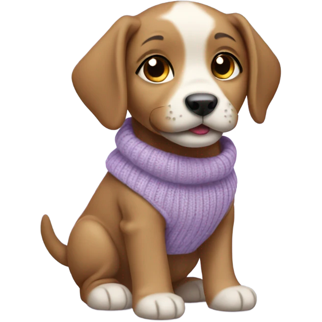 cute puppy wearing a light purple sweater  emoji
