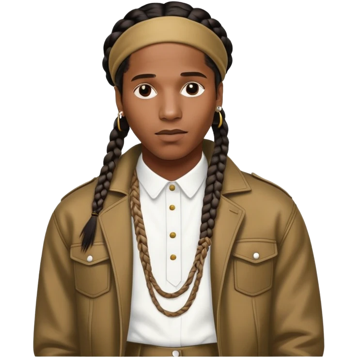 ASAP Rocky with braids and stylish outfit emoji