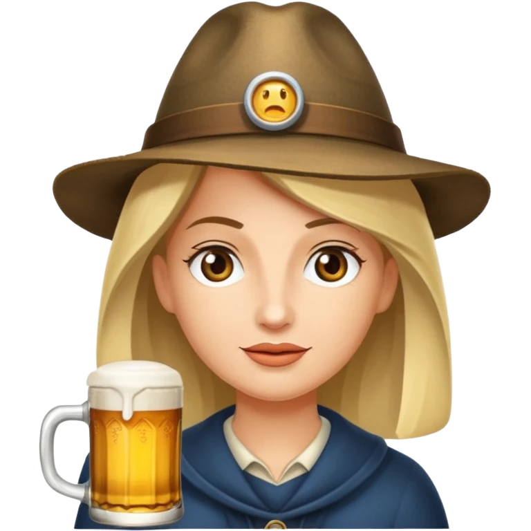 Erstelle das WhatsApp Emoji "zwinkerndes Gesicht" mit Bierkrug und Hut emoji