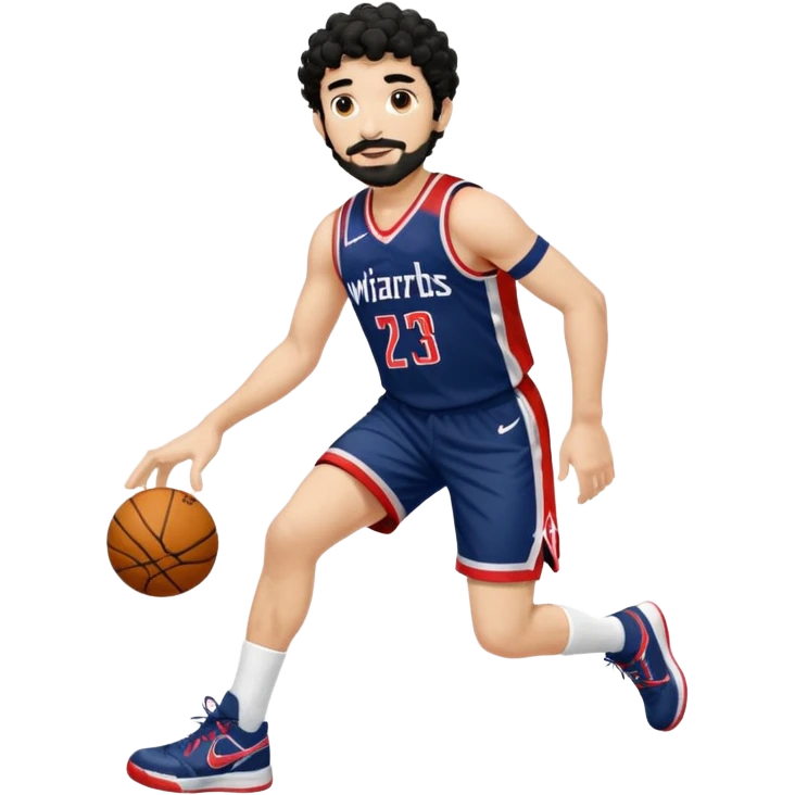 Curly hair short facial hair Washington Wizards Jersey white socks cover up the ankle legs and knees a right arm sleeve on your right arm emoji