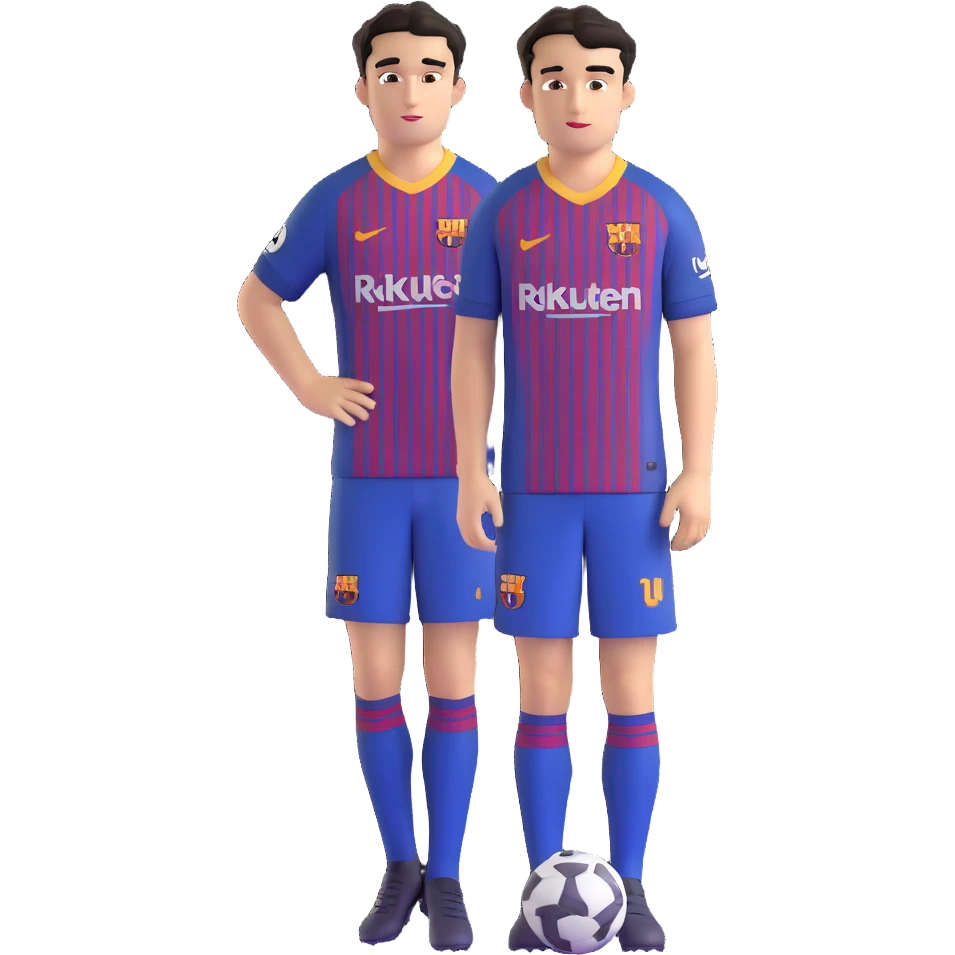 young male footballer inspired by Lamine Yamal, youthful face, short curly black hair, brown eyes, subtle confident expression, wearing FC Barcelona home kit with blue and red stripes and club logo visible on chest, smooth shading, slightly oversized eyes, clean facial hair emoji