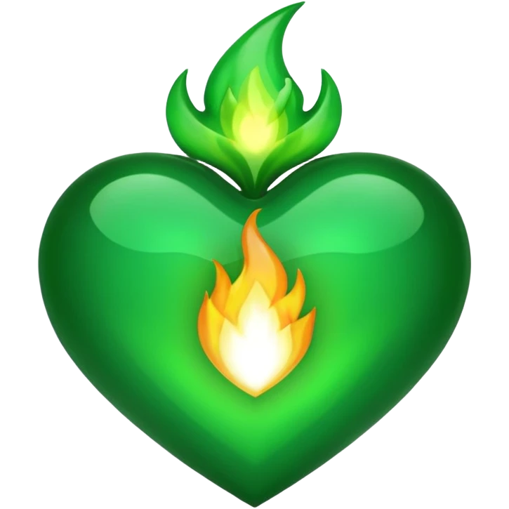 fire green heart emoji with green flame emoji